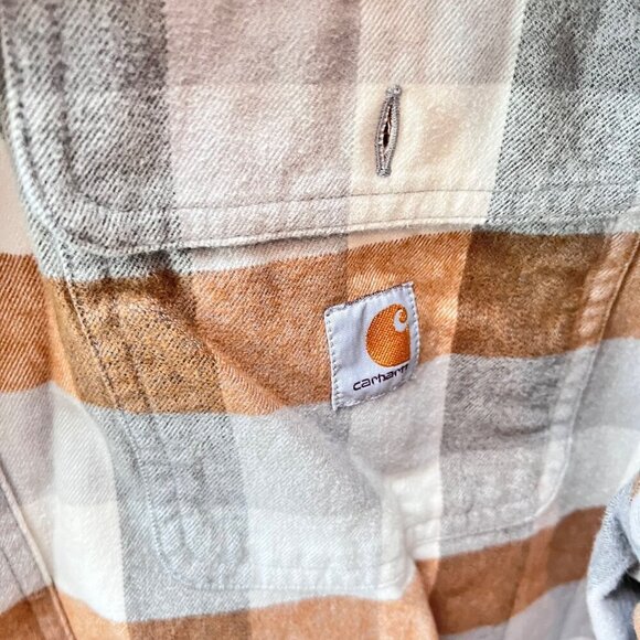 Carhartt Mens‎ Large Tall Loose Fit Plaid Button-Down Shirt 100% Cotton - Picture 2 of 5